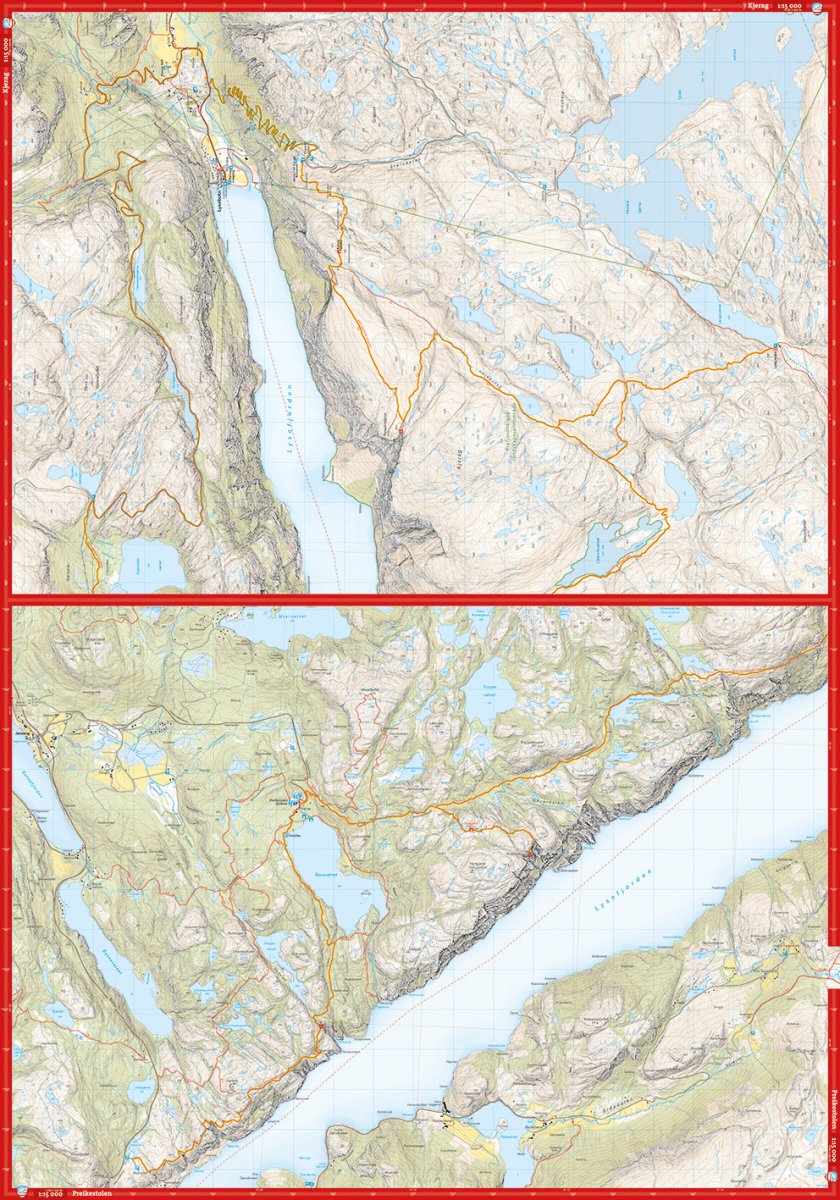 Lysefjorden - Preikestolen & Kjerag 1:50.000 / 1:15.000 Wanderkarte Calazo