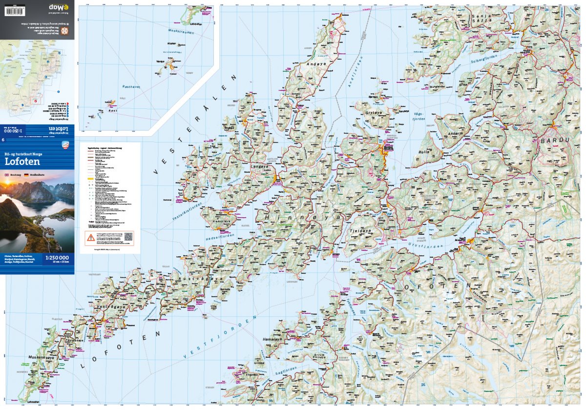 Lofoten 1:250.000 - Calazo Straßenkarte
