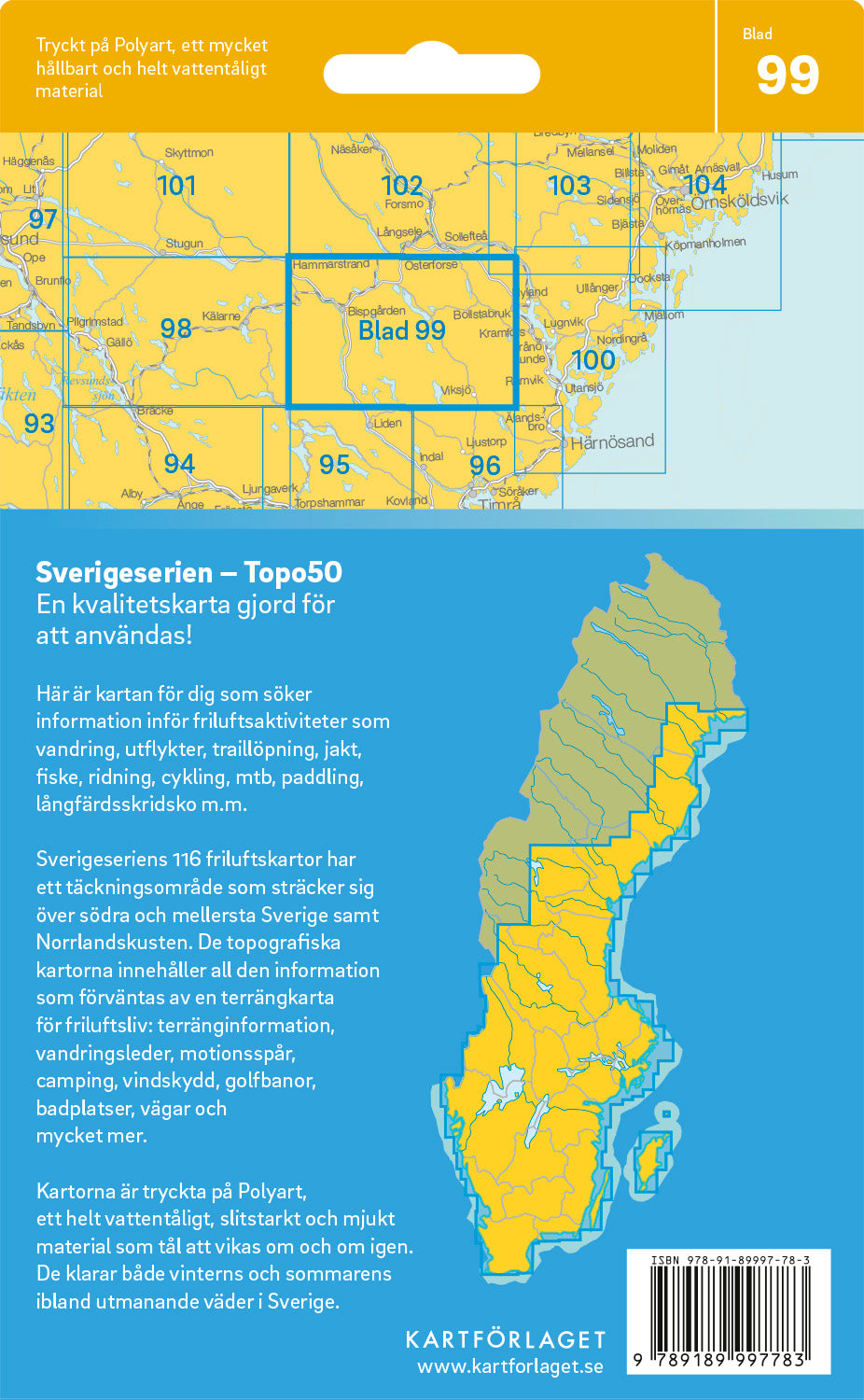 Schweden 1:50.000 Wanderkarten (72 Torsby - 116 Kalix) Sverigeserien
