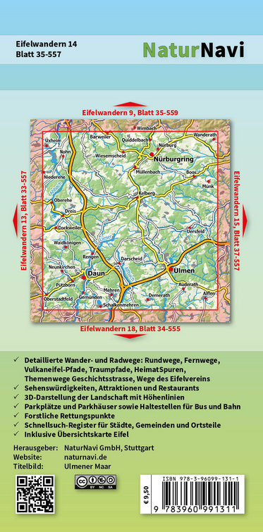 Eifelwandern 14 - Hohe Eifel (Süd), Vulkaneifel - 1:25.000 NaturNavi Wanderkarte
