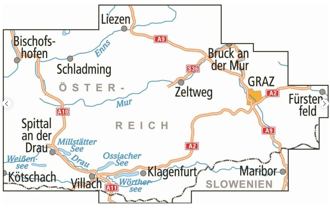 Steiermark Kärnten 1:150.000 ADFC-Radtourenkarte