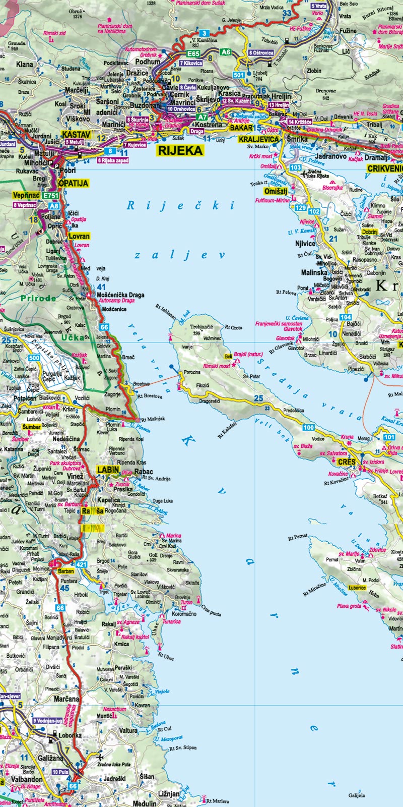 Adriaküste (Slowenien - Kroatien - Montenegro) 1:300.000 - MoTourMaps - Motorradkarte