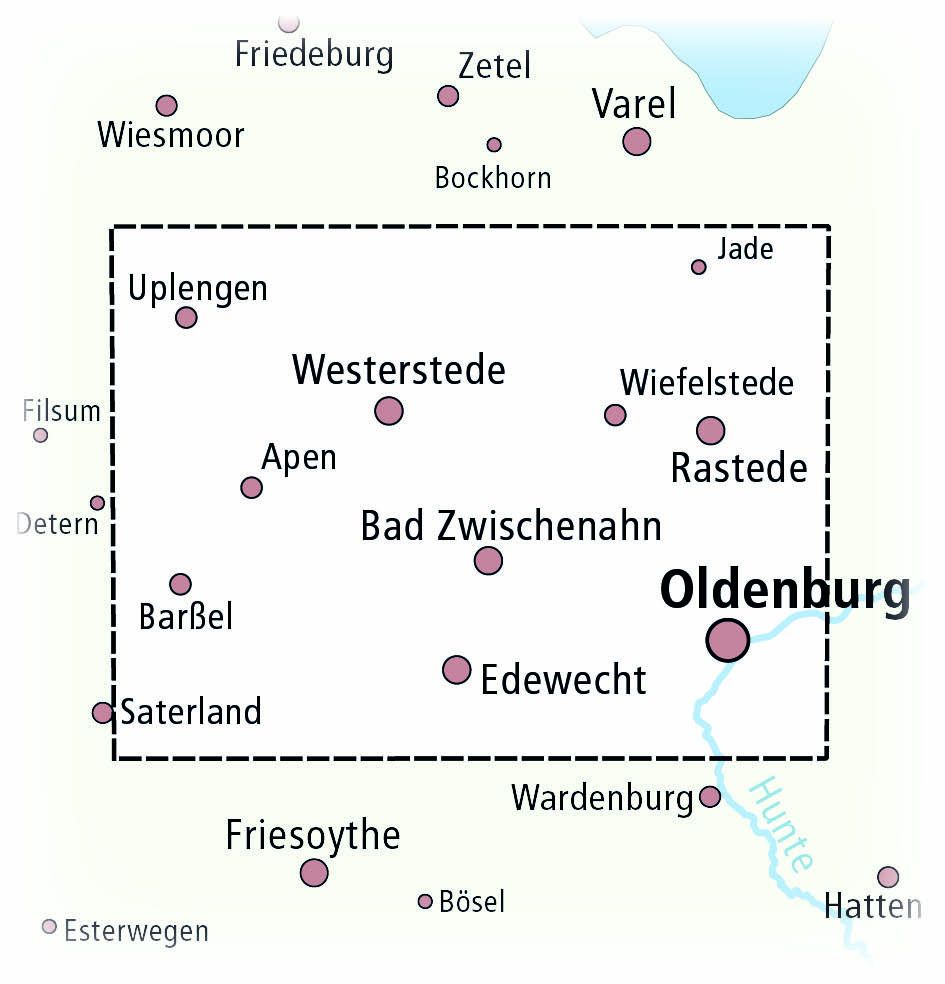 Ammerland, Bad Zwischenahn, Oldenburg - Westerstede 1:50000 - Freytag & Berndt