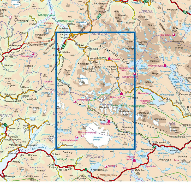Aurlandsdalen 1:50.000 - Turkart