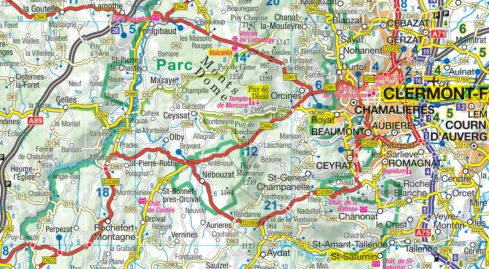 Auvergne-Limousin (Französisches Zentralmassiv) 1:300.000 - MoTourMaps - Motorradkarte