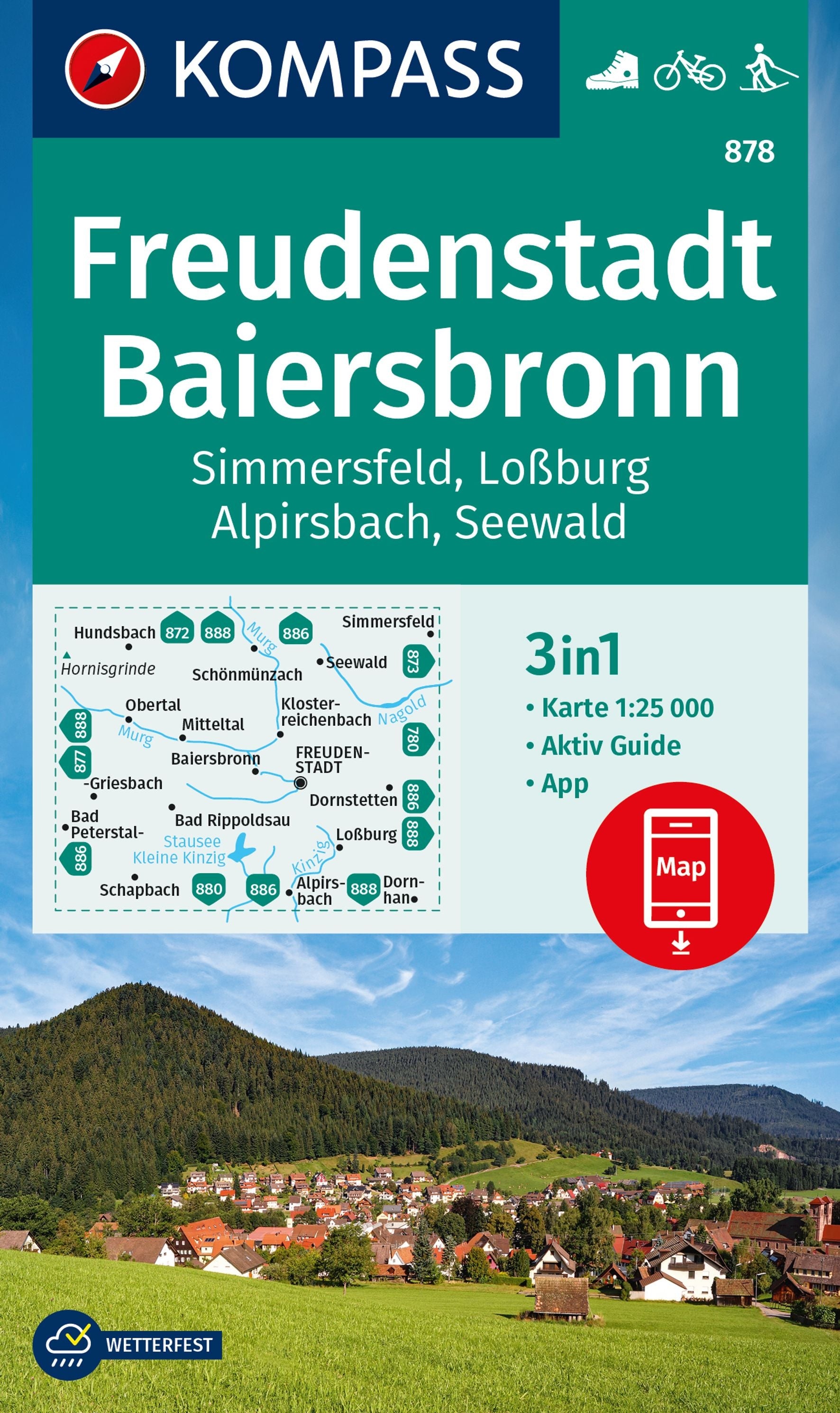 878 Freudenstadt-Baiersbronn 1:25.000 - Kompass Wanderkarte