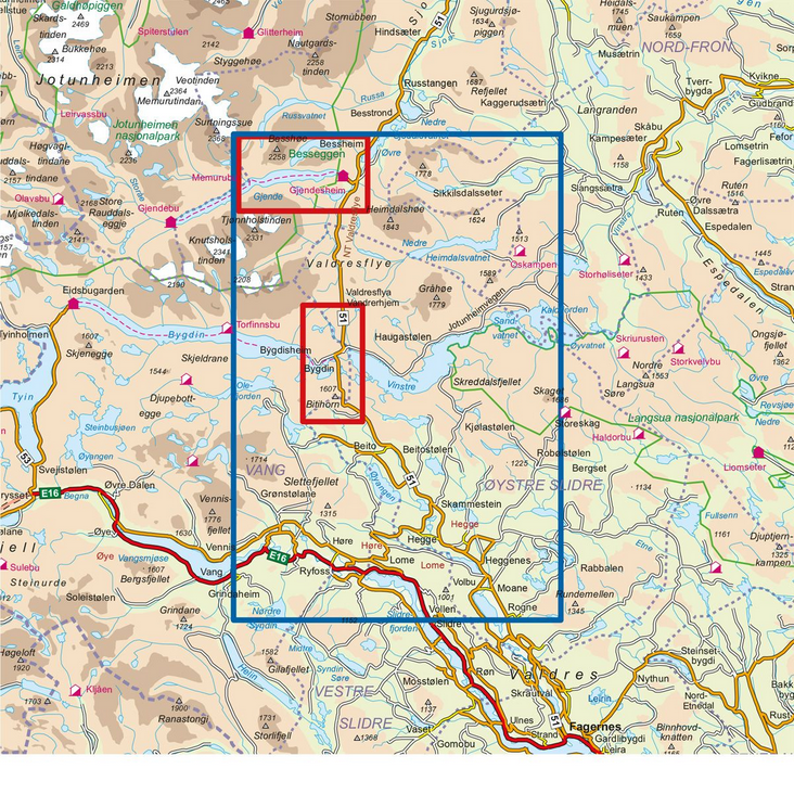 Beitostølen 1:50.000 - Turkart