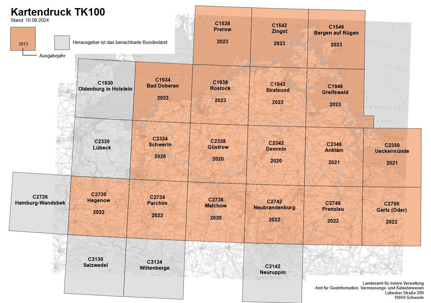 Mecklenburg-Vorpommern 1:100.000 Topographische Karten