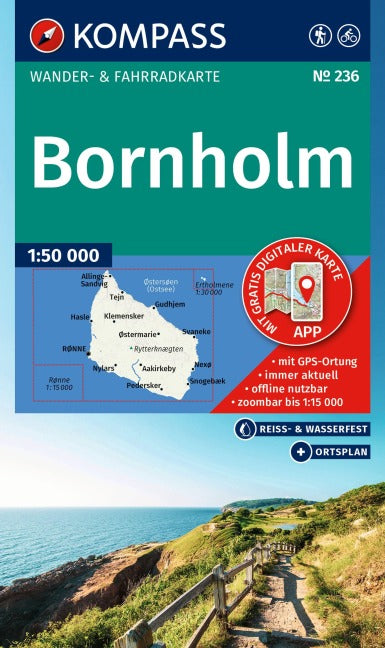 236 Bornholm 1:50.000 - Kompass Wanderkarte