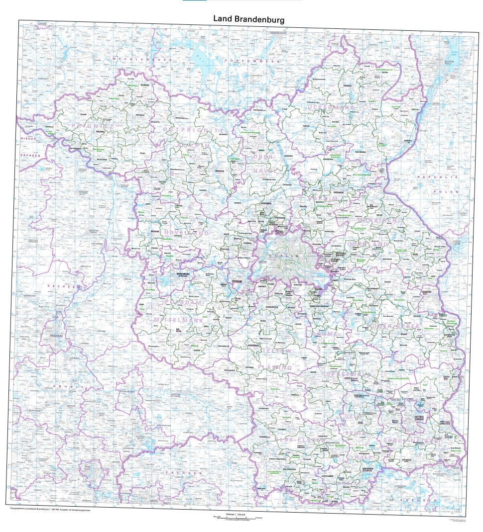 Verwaltungskarte Brandenburg 1:250 000