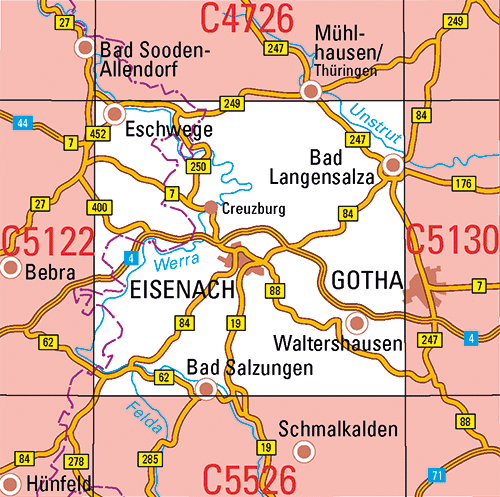Thüringen 1:100.000 Topographische Karten