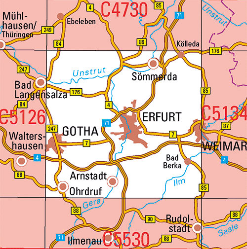 Thüringen 1:100.000 Topographische Karten
