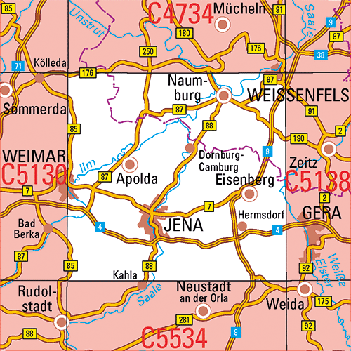 Thüringen 1:100.000 Topographische Karten