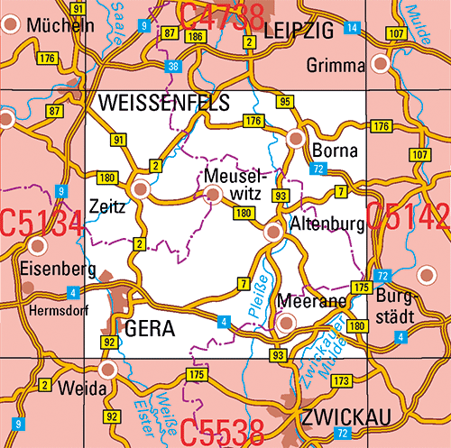 Thüringen 1:100.000 Topographische Karten