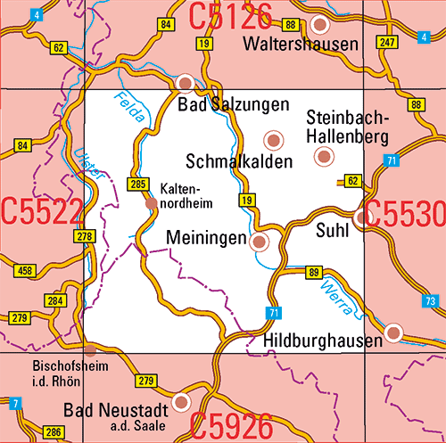 Thüringen 1:100.000 Topographische Karten