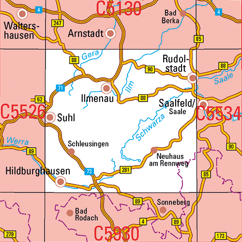 Thüringen 1:100.000 Topographische Karten