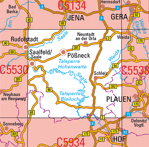 Thüringen 1:100.000 Topographische Karten