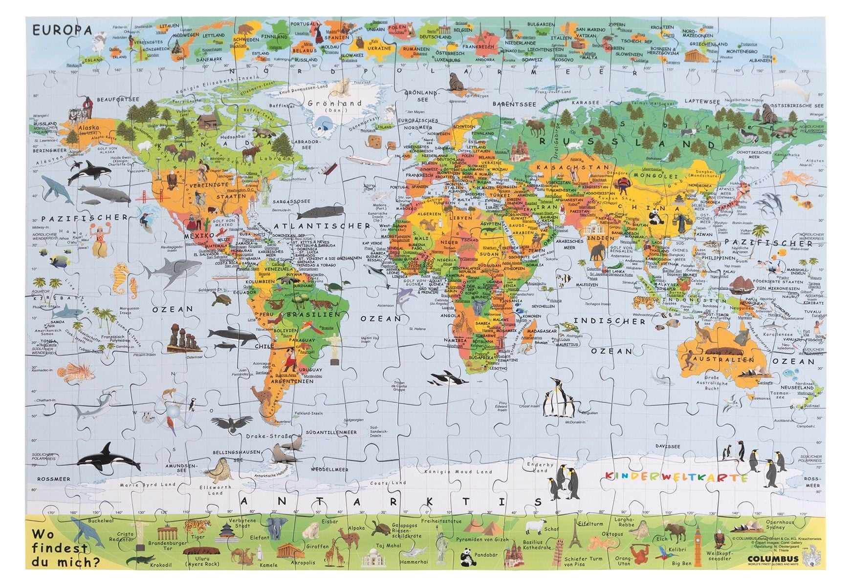 Puzzle: Kinder-Weltkarte 48 / 150 Teile
