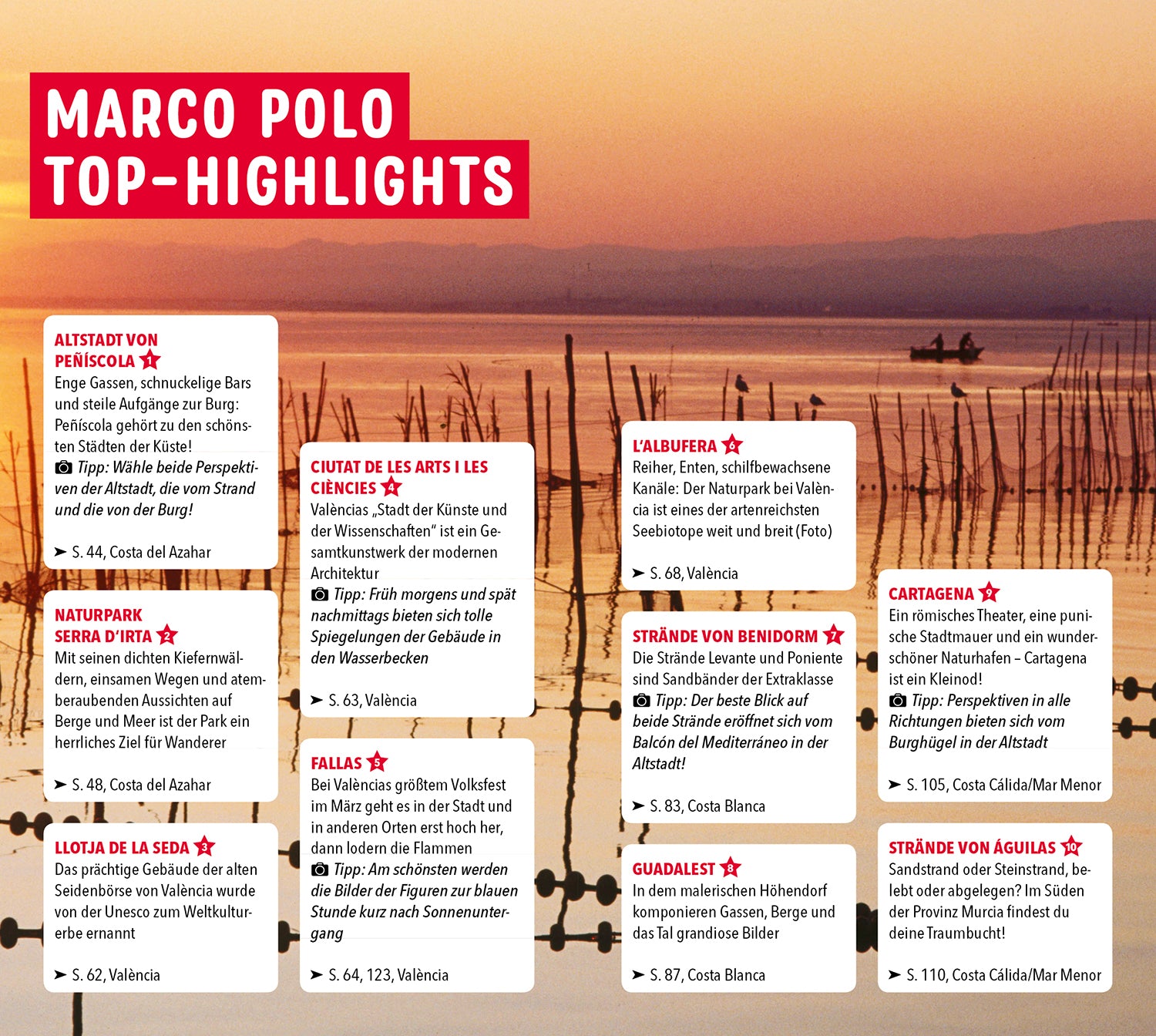 Costa Blanca, Costa del Azahar, València, Costa Cálida - MARCO POLO Reiseführer