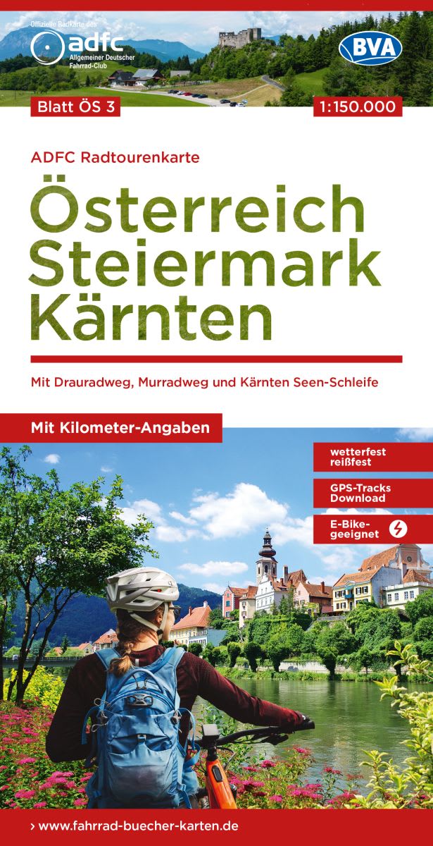 www fahrrad buecher karten de gpx downloads Steiermark Kärnten 1:150.000 ADFC-Radtourenkarte