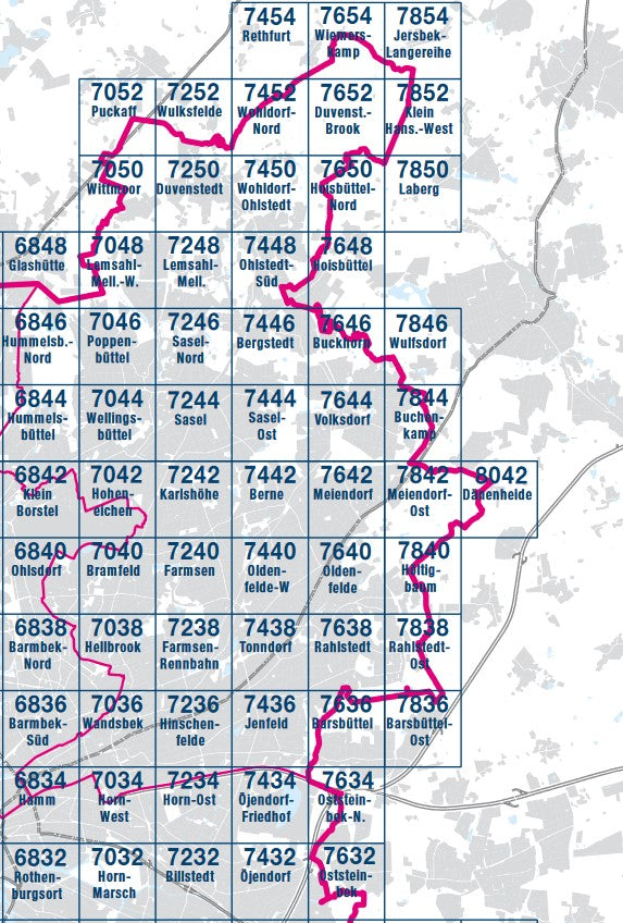 Grundkarten Hamburg 1:5.000 - Nordost - grau-blaue Ausgabe