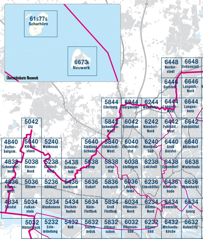 Grundkarten Hamburg 1:5.000 - Nordwest - grau-blaue Ausgabe