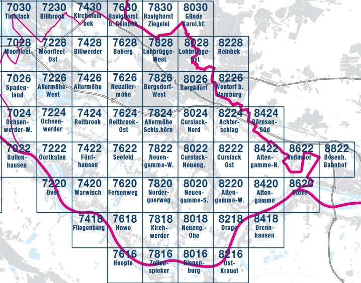 Grundkarten Hamburg 1:5.000 - Südost - grau-blaue Ausgabe