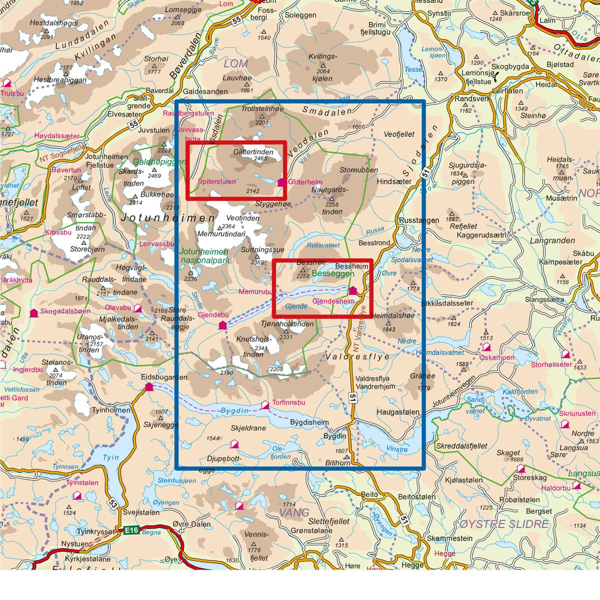 Jotunheimen Aust 1:50.000 - Turkart