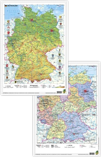 Deutschland politisch/physisch Hochformat Schreibtischunterlage A3 - Stiefel Verlag