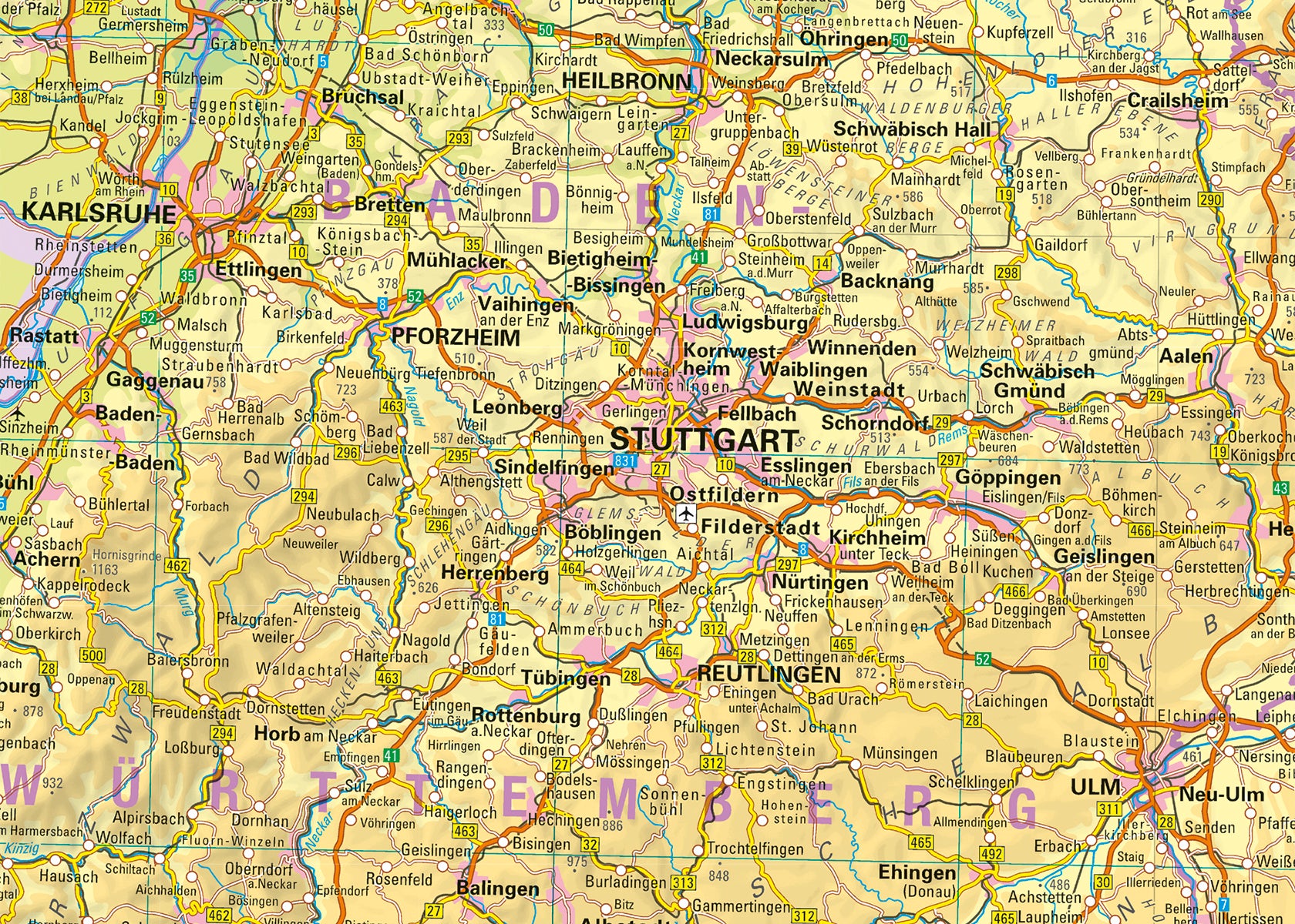 Deutschland 1:1.000.000 - Topographische und Politische Karte