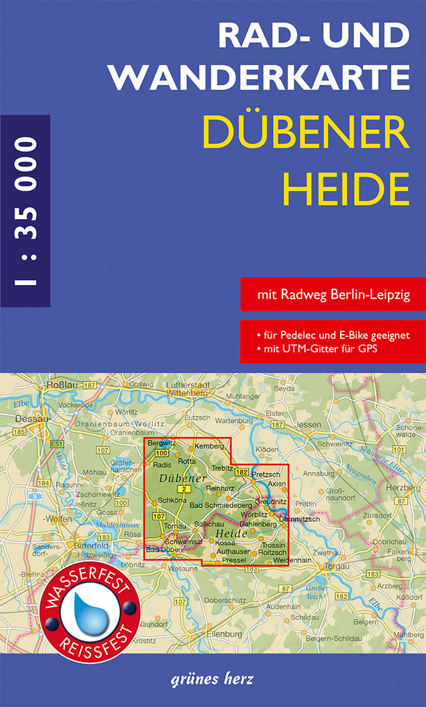 Dübener Heide 1:35.000 - Rad- & Wanderkarte Grünes Herz