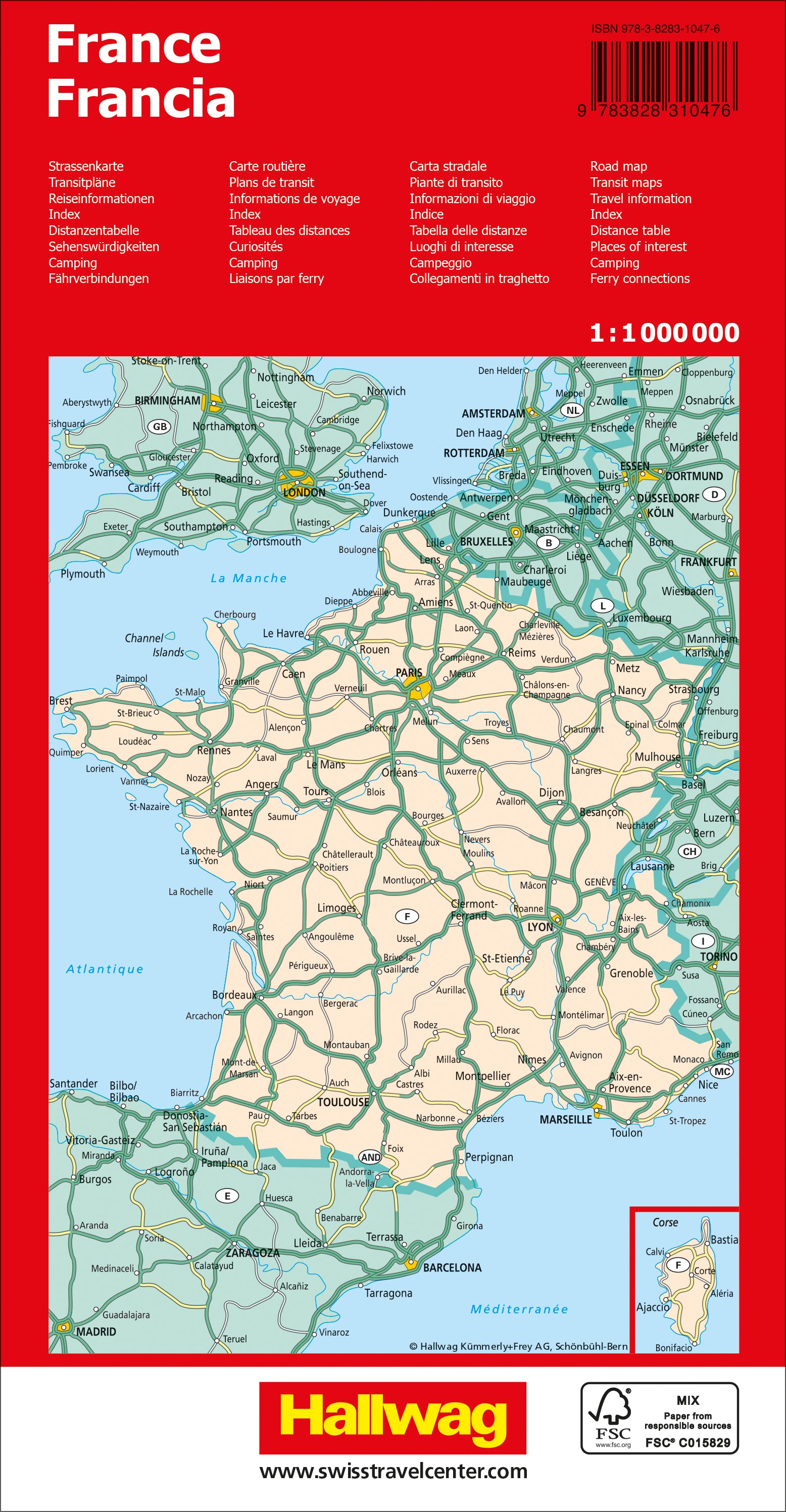 Frankreich Straßenkarte 1:1.000.000 - Hallwag