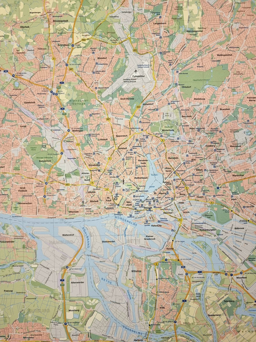 Hamburg Normalausgabe 1:60.000 gerollt