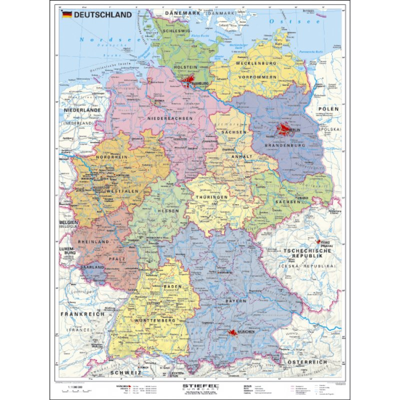 Deutschland (Politisch) - Handkarte A3