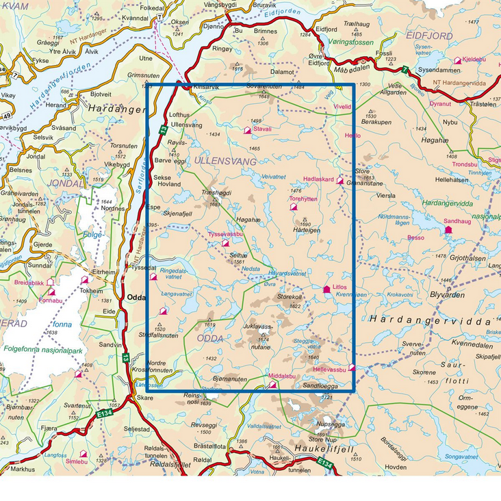 Hardangervidda Vest 1:50.000 - Turkart