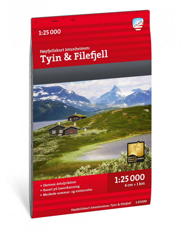 Høyfjellskart Jotunheimen: Tyin & Filefjell 1:25.000