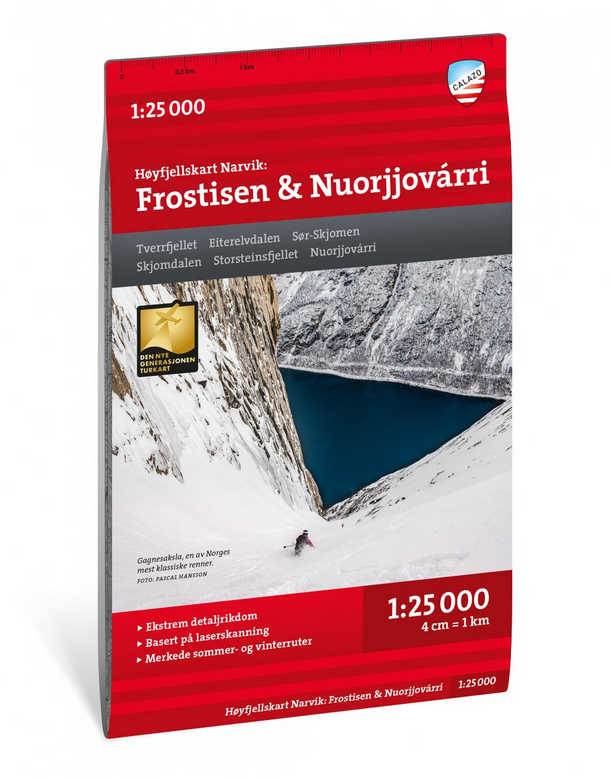 Høyfjellskart Narvik: Frostisen & Nuorjjovárri 1:25.000