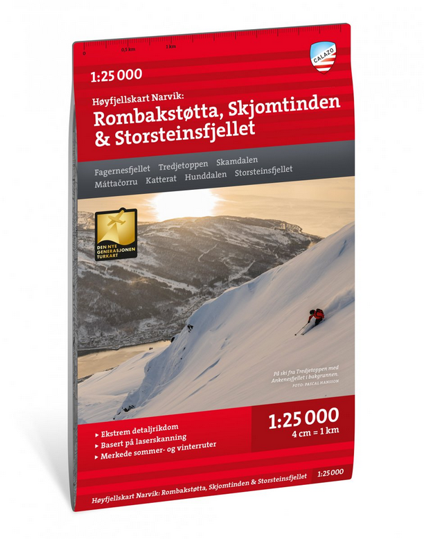 Høyfjellskart Narvik: Rombakstøtta, Skjomtinden & Storsteinsfjellet 1:25.000