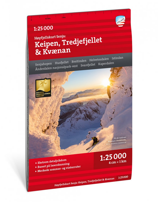Høyfjellskart Senja: Keipen, Tredjefjellet & Kvænan 1:25.000