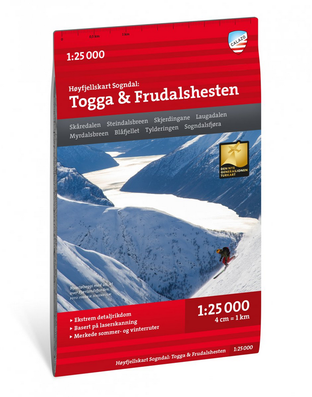 Høyfjellskart Sogndal: Togga og Frudalshesten 1:25.000