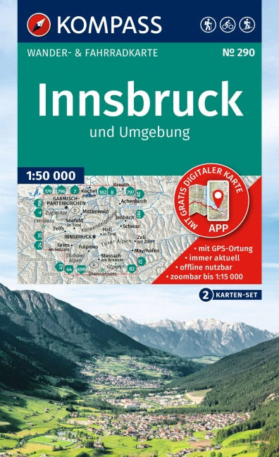 290 Innsbruck und Umgebung 1:50.000 - Kompass Wanderkarte
