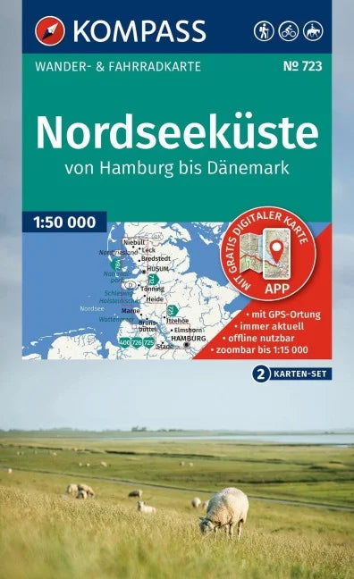 723 Nordseeküste von Hamburg bis Dänemark 1:50.000 - Kompass Wanderkarte
