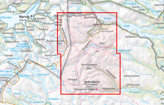 Kungsleden: Kebnekaise, Abisko & Riksgränsen 1:50 000