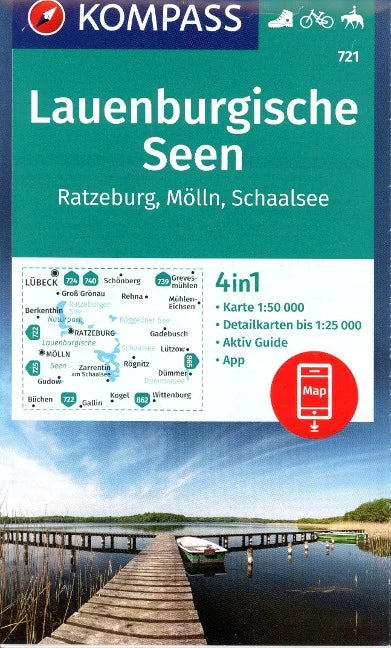 721 Lauenburgische Seen 1:50.000 - Kompass Wanderkarte