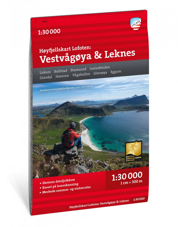 Høyfjellskart Lofoten: Vestvågøya – Leknes 1:30 000