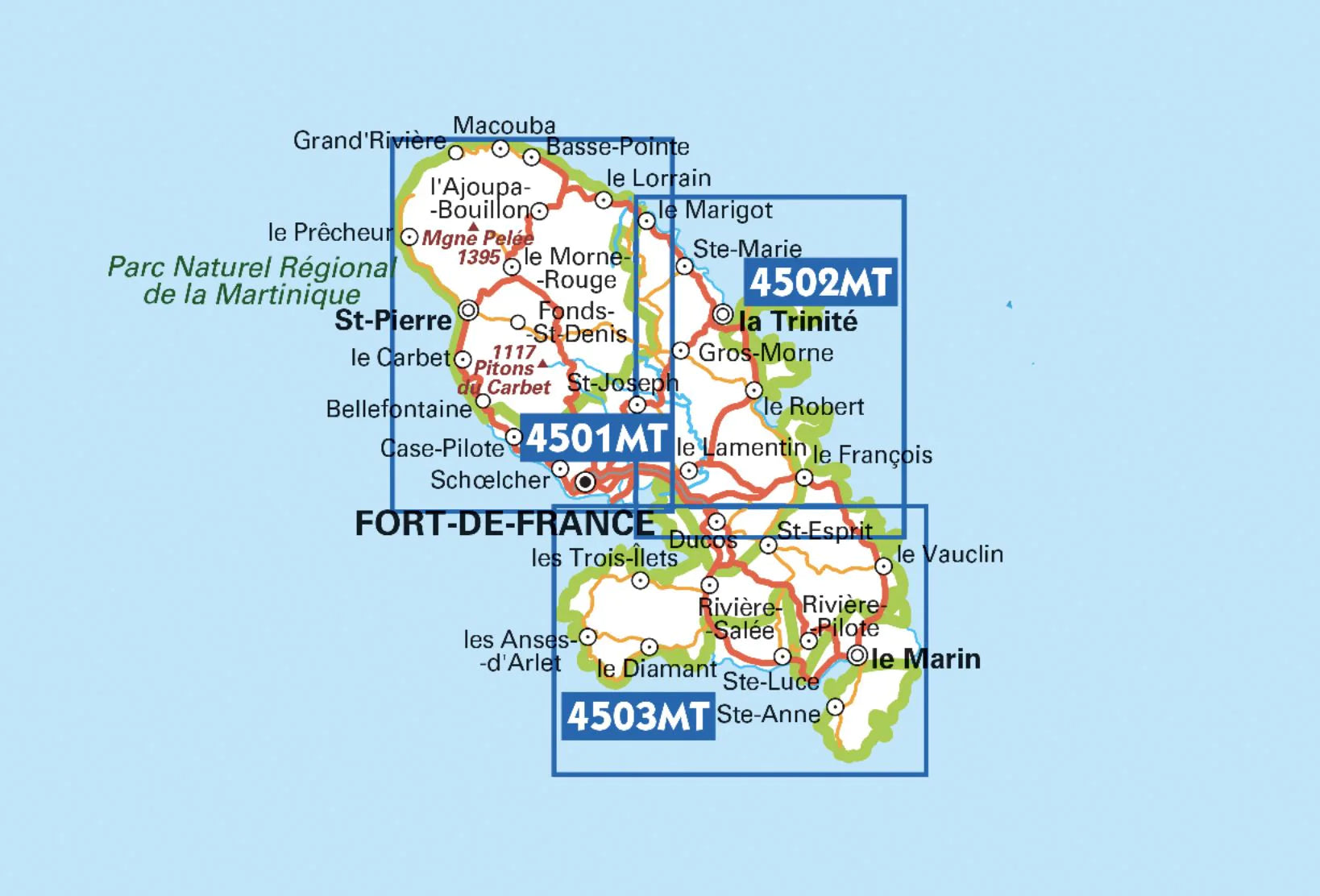 4501 MT Fort-de-France / Montagne Pelée / Martinique 1:25.000 Wanderkarte IGN