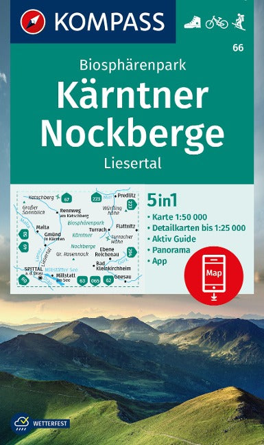 66 Biosphärenpark Kärntner Nockberge, Liesertal - Kompass Wanderkarte