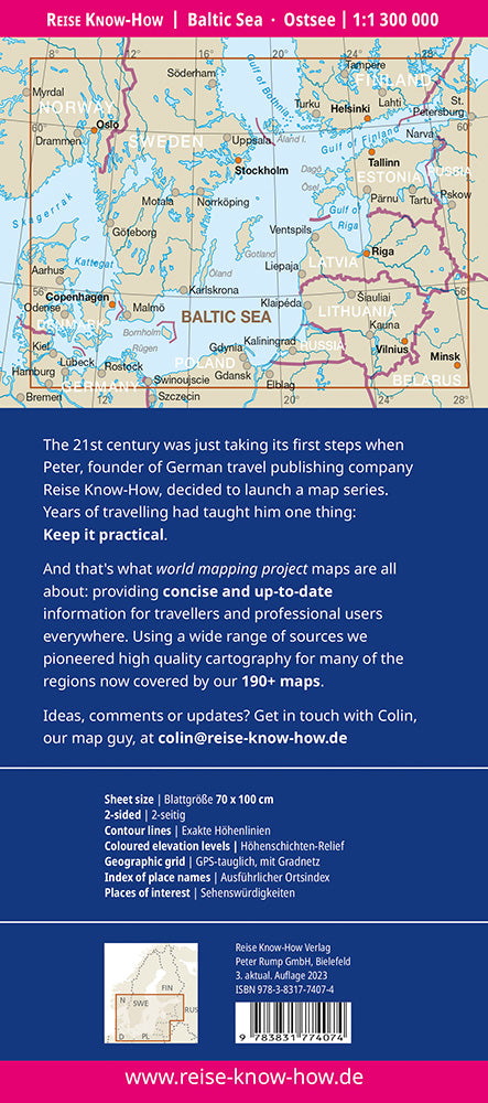Baltic Sea / Ostsee (1:1.300.000) - Reise know-how - mit Stadtplänen Danzig, Helsinki, Kopenhagen, Riga, St. Petersburg, Stockholm, Tallinn