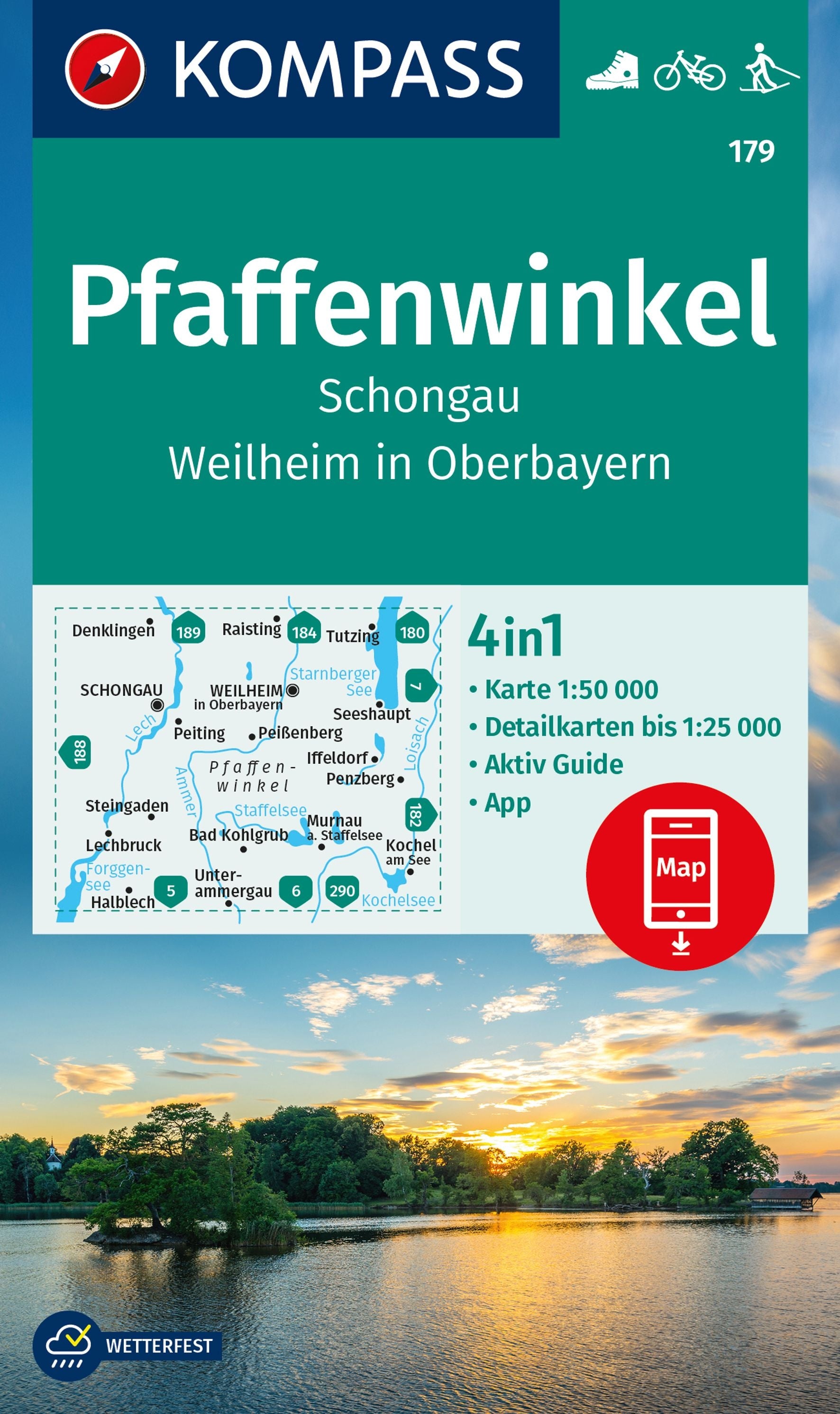 179 Pfaffenwinkel, Schongau, Weilheim i. OB 1:50.000 - Kompass Wanderkarte