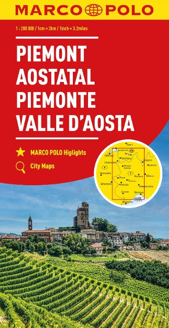 Piemont - Aostatal 1:200.000 - Marco Polo Straßenkarte Italien 01